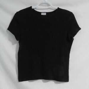 Vintage AU COTTON | size 2 | Black Short Sleeve Crew Neck Shirt